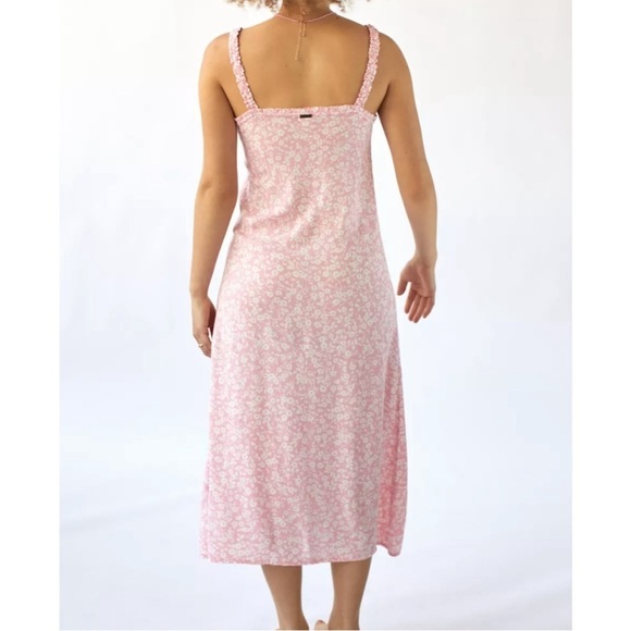 Billabong Sweet Edges midi Dress slip button-front pink women’s small - Picture 11 of 12